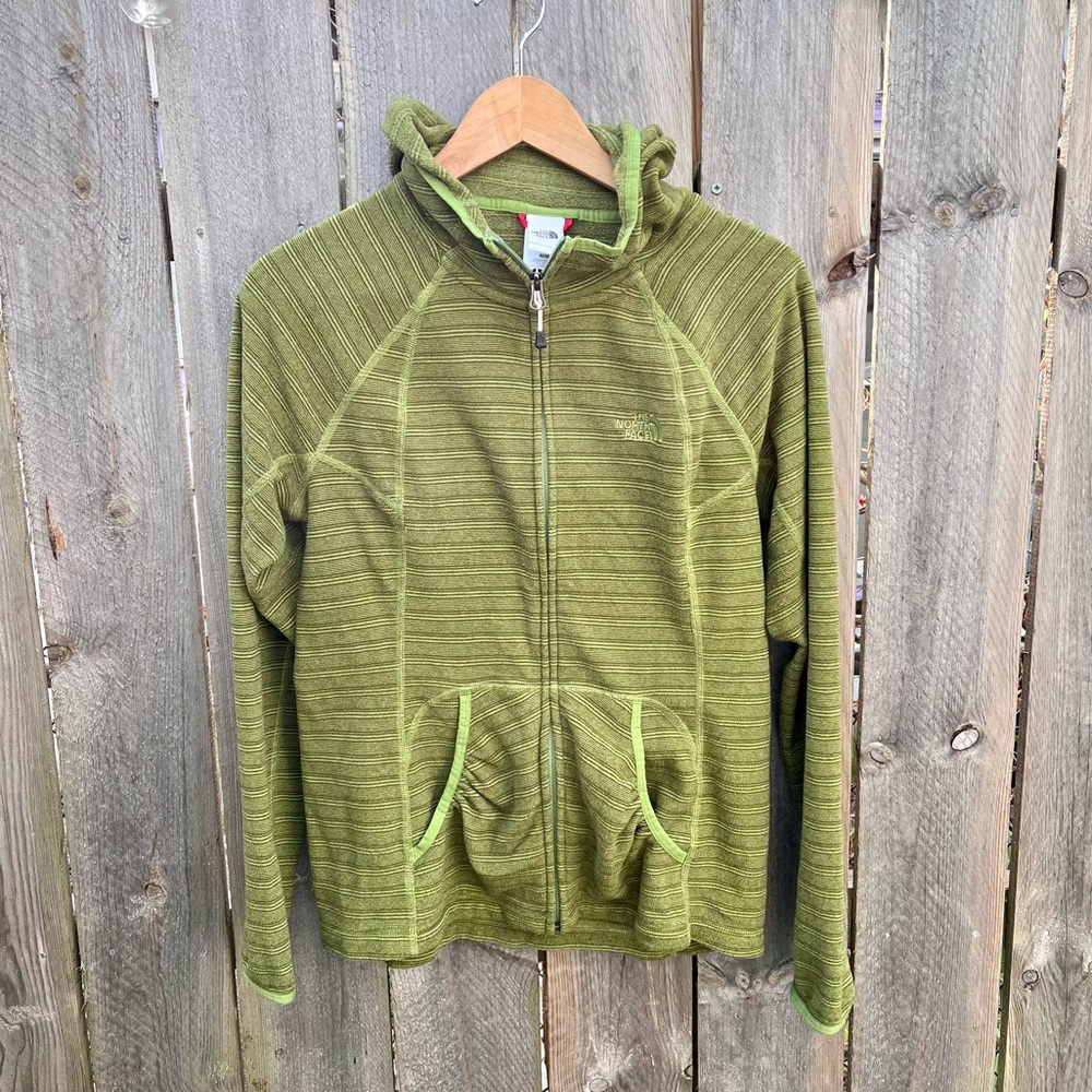 *The North Face | Green Striped Masonic Fleece Sweatshirt/Hoodie Size M